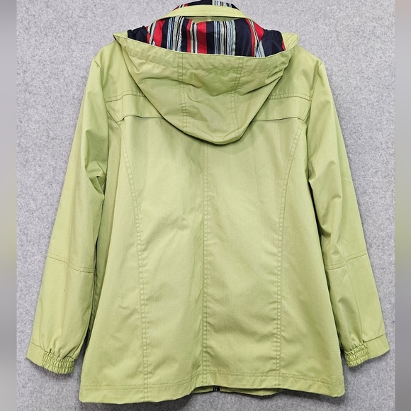 Mackintosh of New England Womens Green Blue Red Stripe Spring Coat Women's Lg - Picture 3 of 7